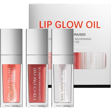 3 Color Tinted Plumping Lip Oil Gloss Set, Ultra Hydrating &amp; Nourishing Lip Care, Smooth Glossy Shiny Transparent Plumping Lip Glow Oil (SET B)