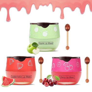 3PCS Bee Lip Balm Honey Pot, Moisturizing Propolis Lip Mask,Hydrating Prevention Dry and Cracked Lip Scrubs Exfoliator,Lip Sleep Mask Reduces Lip Lines Lip Skin Care Products