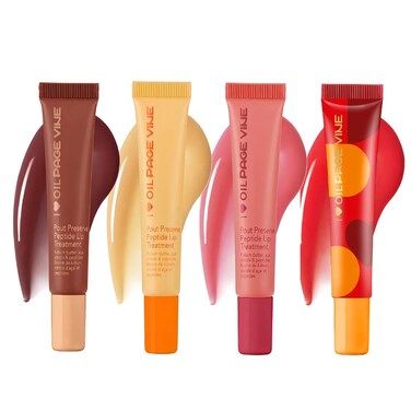 4 Pack Lip Gloss Set of Lip Gels, Tinted Lip Balm to Deepen &amp; Enhance Moisturizing Jelly Lip Gloss - Everyday Lip Makeup - Multi-Purpose Lip Oil with Lip-specific Peptides