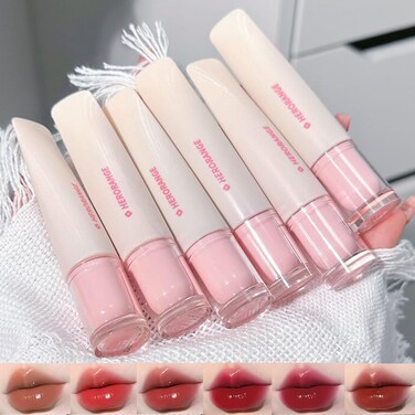 Pack of 6 Lip Jam Set, Watery Jelly Lip Gloss, 6 Colors Liquid Lipstick Set, Moisturizing and Hydrating, Light Weight Texture, Create Plumping Pout