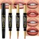 evpct 3Pcs Nude Beige Light Brown Rose Gold Lip Liner and Lipstick Set for Women DNM Matte 24 Hour Lipstick Pen and with Lip Liner Pencil Set Long Lasting 24 labial labiales mate 24 horas originales