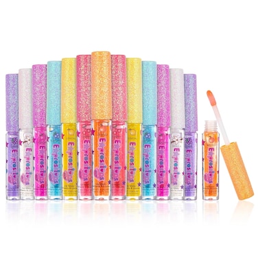 Expressions 14pc Fruity Flavored Lip Gloss Set - Lip Gloss in Assorted Fruity Flavors, Non Toxic Makeup for Kids &amp; Teens
