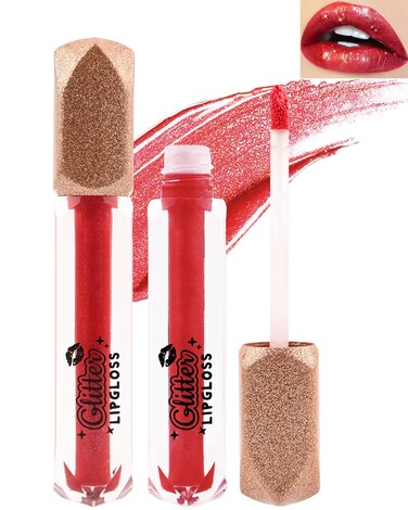 Matte Glitter Liquid Lipstick Lip Gloss- 1Pcs Long Lasting Waterproof Diamond Shimmer Red Pink Sparkly Glossy Metallic High Pigment Non-Stick Cup Tint Lip Stain, Christmas Makeup Gift for Women-05#