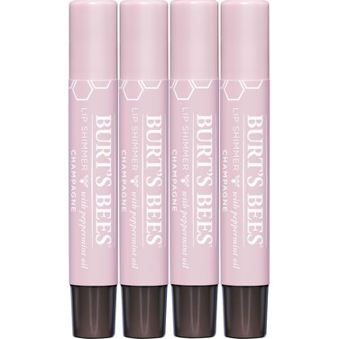 Burt's Bees Shimmer Lip Tint Valentines Day Gifts, Tinted Lip Balm Stick, Moisturizing for All Day Hydration with Natural Glowy Pigmented Finish &amp; Buildable Color, Champagne (4-Pack)