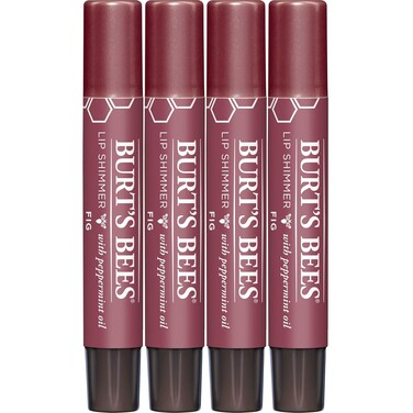 Burt's Bees Shimmer Lip Tint Valentines Day Gifts, Tinted Lip Balm Stick, Moisturizing for All Day Hydration with Natural Glowy Pigmented Finish &amp; Buildable Color, Fig (4 Pack)
