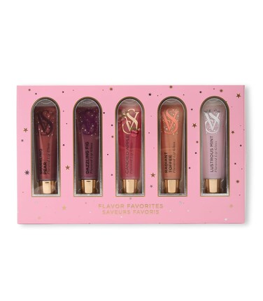 Victoria's Secret Lip Gloss Gift Set, Flavor Favorites, Flavored Lip Gloss Set for Women, Includes 5 assorted Lip Glosses