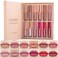 12 Colors Book Style Velvet Matte Liquid Lipstick Christmas Gift Set Long-Lasting Non-Stick Cup Not Fade Shimmer Nude Lip Gloss Thanks For the Love Lip Set (Set A)