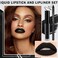 Black Matte Lipstick Lip Liner Set Liquid Lipstick High Pigmented Long Lasting Waterproof Goth Makeup Halloween Lip Gloss Lip Stain for Cosplay Gothic Rock Style