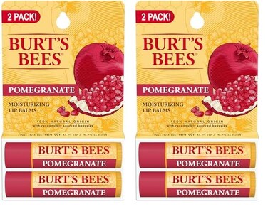 Burt's Bees Lip Balm Easter Basket Stuffers - Pomegranate, Lip Moisturizer With Responsibly Sourced Beeswax, Tint-Free, Natural Conditioning Lip Treatment, 2 Tubes, 0.15 oz. (Pack of 2)
