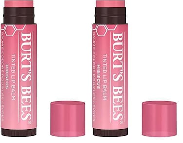 Burts Bees 100% Natural Tinted Lip Balm, Hibiscus with Shea Butter &amp; Botanical Waxes 1 Tube (Pack of 2)