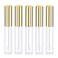 Molain 5PCS Empty Lip Gloss Tubes, 10ml Refillable Cosmetic Containers Bottles Lip Balm Bottles with Wand Concealer for Lipstick Samples, Lip Balms(Gold tube cap)