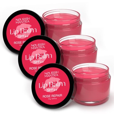 Nourish Mantra Rose Repair Lip Balm with SPF   Made with Rose Extracts, Olive oil, Shea Butter, Vitamin E &amp; Avocado Oil   For Dry, Chapped and Dark Lips   Best for Both Women and Men   12g
