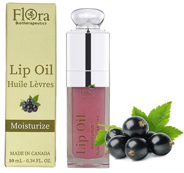 FLORA BLACK CURRANT LIP OIL   ORGANIC, PLANT-BASED   MOISTURIZE   10 ML   MADE IN CANADA