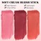 Blush Stick for Cheeks - Cream Makeup Blush Wand, Solid Moisturizer Stick for Cheeks Tint, Natural Blendable Waterproof Korean Matte Long-Lasting Smooth Blushes (#01 Shy Pink)