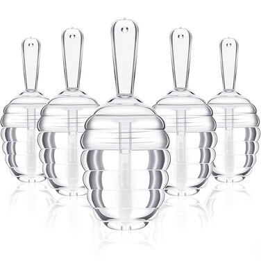 18 Pieces Honey Pots Shaped Lip Gloss Tube Empty Plastic Lip Gloss Container Mini Clear Refillable Lip Balm Bottle Container with 2 Pieces Plastic Funnels for Women DIY Cosmetics, 6 ml