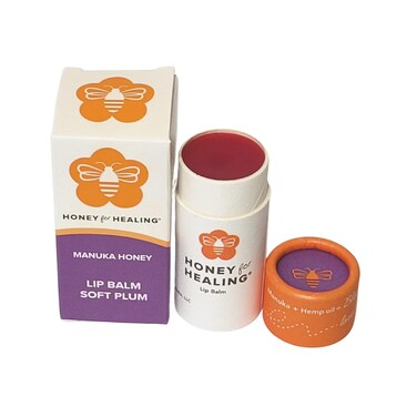 Lip Balm Moisturizer with Manuka Honey 15+ UMF, Coconut Oil, and Castor Oil For Chapped, Cracked, Dry Lips   Protects, Smoothes, and Nourishes your Lips   0.25 oz / 7 gr (Soft Plum)