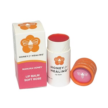 Lip Balm Moisturizer with Manuka Honey 15+ UMF, Coconut Oil, and Castor Oil For Chapped, Cracked, Dry Lips   Protects, Smoothes, and Nourishes your Lips   0.25 oz / 7 gr. (Soft Rose)