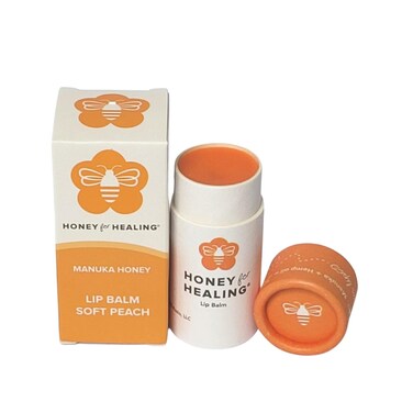 Lip Balm Moisturizer with Manuka Honey 15+ UMF, Coconut Oil, and Castor Oil For Chapped, Cracked, Dry Lips   Protects, Smoothes, and Nourishes your Lips   0.25 oz / 7 gr. (Soft Peach)