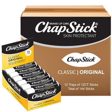 ChapStick Bulk Lip Balm, Classic Original 144-Count &ndash; Lip Moisturizer for Dry Lips, 0.15 Oz Ea
