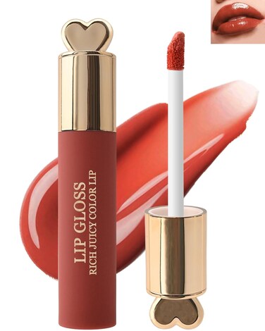 Hydrating Tinted Lip Gloss,1Pcs High Pigmented Red Pink Liquid Lipstick Lip Tint Stain,Long Lasting Waterproof Lipstain,Color Stay Silky Lipgloss Lip Glaze,Women's Day Makeup Gift for Women-02#