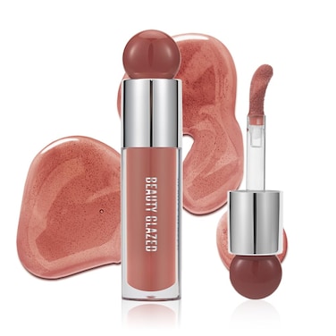 Beauty Glazed Color Variety Non-Sticky Ultra-Hydrating &amp; Nourishing Lip Oil, Smooth Glossy Finish Luxurious Lip Glow Oil, Shiny and Vegan Tinted Lip Gloss, Big Brush Applicator (107# CRANBERRY)