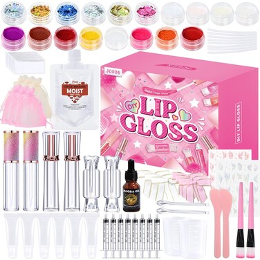 JCOOS Lip Gloss Making Set, DIY Lipgloss Kit for Teens &amp; Girls, Moisturizing Glitter Lip Gloss