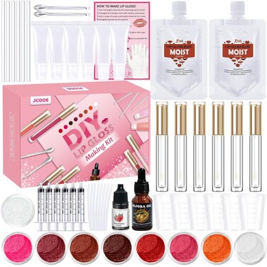 Lip Gloss Kit JCOOS Lip Gloss Making Kit, Diy Lip Gloss Making Kit Make Your Own Lip Gloss Making Supplies, Shimmery Lip Gloss Base Empty Lip Gloss Tubes Jojoba Oil, Women Teen Girl Gifts Trendy Stuff