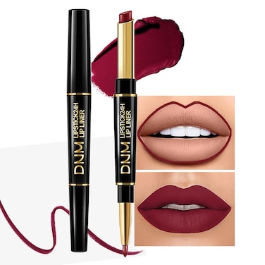 Kaely 2in1 Dark Plum Wine Red Lip Liner &amp; Lipstick Set Kit for Women, DNM Matte Lips Kit with Lip Liner Lip Stains Long Lasting Waterproof 24 Hour Lipstick and Lip Liners Combo Lipliners Pencil 06