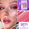 5Pcs Glitter Liquid Lip Gloss Set, Diamond Shimmer Lipstick Lip Glaze, Light Pink Rose Orange Reddish Brown Purple Red Bright Red Shiny Glitter Glossy Shimmery Finish Waterproof Lip Gloss 01
