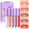 5Pcs Glitter Liquid Lip Gloss Set, Diamond Shimmer Lipstick Lip Glaze, Light Pink Rose Orange Reddish Brown Purple Red Bright Red Shiny Glitter Glossy Shimmery Finish Waterproof Lip Gloss 01