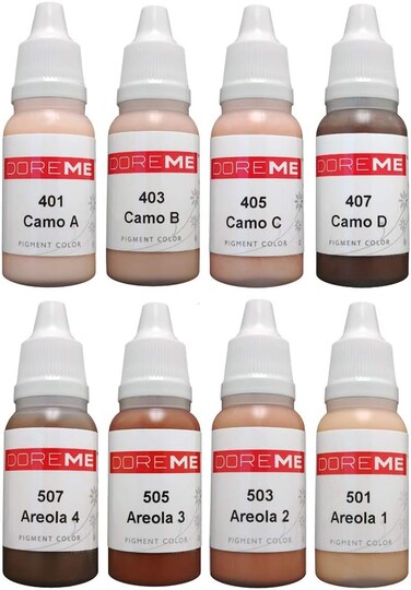 Permanent Makeup Pigment Skin tone Set Kit Areola Cover Up Camo Ink Color Cosmetic Camouflage Micropigmentation Sets (Skintone)