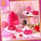 12 Set Pink Girl Party Favors Kids Makeup Party Favor, Pink Hair Brush Elastic Pink Scrunchies Compact Pink Cosmetic Mirror Pink Organza Bags Hair Accessories for Girls Women