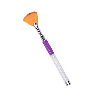 Fan Shape Nail Brush Halo Pink Rhinestone Handle Glitter Dust Powder Remover Nail Brush, Gel Pen Brush Art Fan Pen Brush Tool