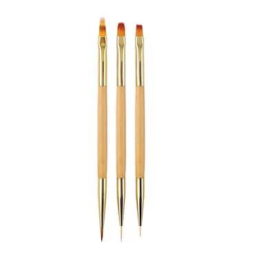3 Pcs Nail Drawing Brushes, Dual End Nail Art Pen Brush Acrylic Round Flat Painting Drawing Liner Nail Tools