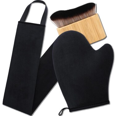 3 in 1 Self Tanning Mitts Self Tanner Mitt Applicator Kit, Self Tanning Brush for Self Tan Brush Back Tanning Applicator Tanning Glove for Self Tan Mitt Kabuki Body Brush Self Tanner Back Applicator