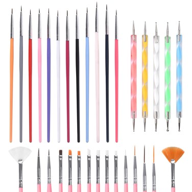 32Pcs Nail Art Brushes Set Nail Painting Brushes with Nail Dotting Pens Gel Nail Polish Brush Liner Brush, Nail Art Design Tools for Home DIY Salon Use