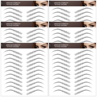 Aresvns Eyebrow Tattoo Sticker 66 Pairs! Newly Improved 4D Black Fake Eyebrows Waterproof and Long-Lasting 3-5 Days,Suitable Sizes,Popular Eyebrow Shape, Eyebrow Transfers Sticker Gift
