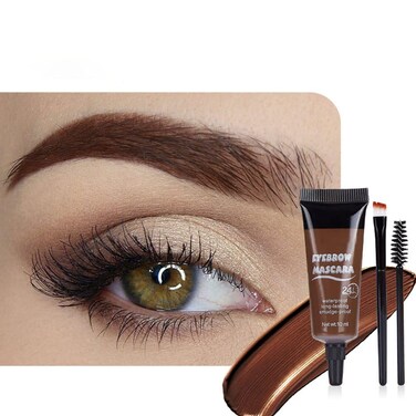 Tinted Thickening Eyebrow Mascara with Two Eyebrow Brushes,Brow Fast Sculpt,Waterproof,Transfer-proof,Eyebrow Tinting Kit- Cruelty Free - Light Medium Brown (2 Pack) (02 Reddish Brown)