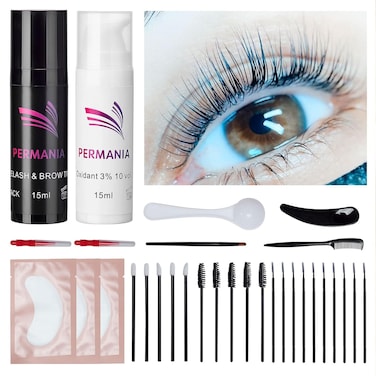 Eyelash Black Color Kit, PERMANIA Training Kit Black for Eyebrow &amp; Lash Hair Color Developer 15ml（Black）