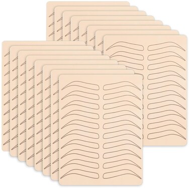 Maitys 16 Pieces Microblading Supplies Double Sided Practice Skin for Eyebrows Fake Skin Latex Microblading Kit No Ink Makeup Silicone Skins to Practice Brow(Black)