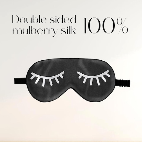 ZIMASILK 100% Natural Silk Sleep Mask Blindfold,Adjustable Super-Smooth Soft Eye Mask for Sleep with Bag(Eyelashes)