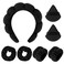 7Pc Headband and Wristband Set for Skincare, Face Washing, Makeup Removal - Includes Terry Cloth Headbands, Facial Sponges, and Powder Puffs in Black