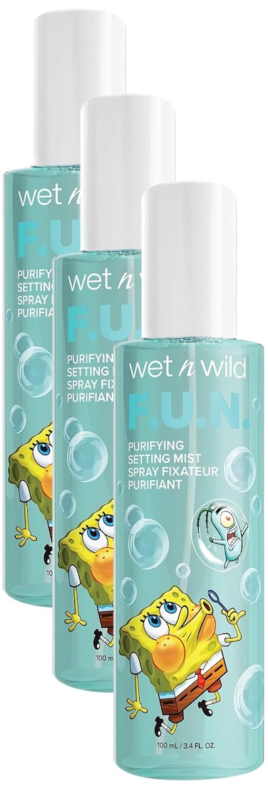 Wet n Wild Purifying Setting Mist SpongeBob Squarepants Makeup Face Cleanser Setting Spray Face Moisturizer (1114231), F.U.N, 3.4 Fl Oz (Pack of 3)