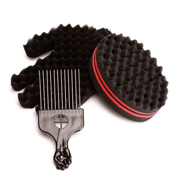 Hair Twist Sponge Set, Twist Hair Sponge Brush Metal Hair Pick Comb Curling Sponge Glove Hair Sponges for Black Men Women