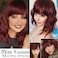 Bob Wig with Bangs Short Bob Wavy Hair Wigs for American Women （Large Earrings+Makeup Sponge+Wig Cap） (Red)