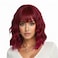Bob Wig with Bangs Short Bob Wavy Hair Wigs for American Women （Large Earrings+Makeup Sponge+Wig Cap） (Red)