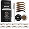 Eyebrow Stamp Stencil Kit - for Waterproof Eyebrows Makeup, Eyebrow Stamp Kit with Sponge Applicator, 10 Eyebrow Stencils, Dual-ended Brow Brush, Waterproof Eyebrow Pomade (Light Brown)