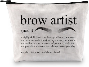 BDPWSS Funny Eyebrow Artist Gifts Esthetician Gift Makeup Artist Beautician Makeup Bag Brow Artist Definition Gift (Brow artist defin bag)