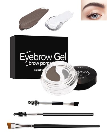 Eyebrow Pomade Brow Gel,2-in-1 medium Brown &amp;Clear Eyebrow Color Wax With Brushes,Long-Lasting Waterproof High Pigment Cream Brow Pen Pomade,Tinted Brow Gel Eyebrows Shape Filler Makeup For Women-03