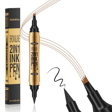 2 in 1 Magic Eyebrow Pencil, 2024 New 3D Microblading Waterproof Eyebrow Pencil, Natural Makeup Fine Stroke Magic Eyebrow Pencil with 4 Micro-Fork Tip for Women (Light Coffee)